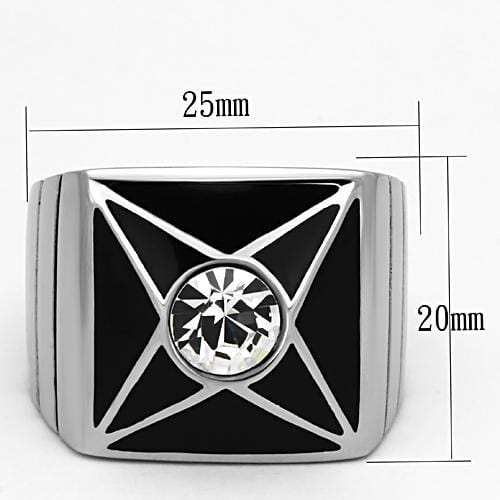 TK1049 - High polished (no plating) Stainless Steel Ring with Top Grade Crystal in Clear - Alamode - Flyclothing LLC