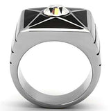 TK1049 - High polished (no plating) Stainless Steel Ring with Top Grade Crystal in Clear - Alamode - Flyclothing LLC