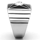 TK1049 - High polished (no plating) Stainless Steel Ring with Top Grade Crystal in Clear - Alamode - Flyclothing LLC