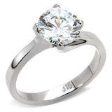TK104 - High polished (no plating) Stainless Steel Ring with AAA Grade CZ in Clear - Alamode - Flyclothing LLC