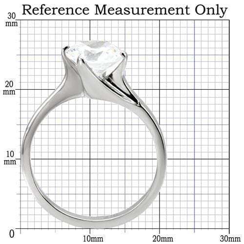 TK104 - High polished (no plating) Stainless Steel Ring with AAA Grade CZ in Clear - Alamode - Flyclothing LLC