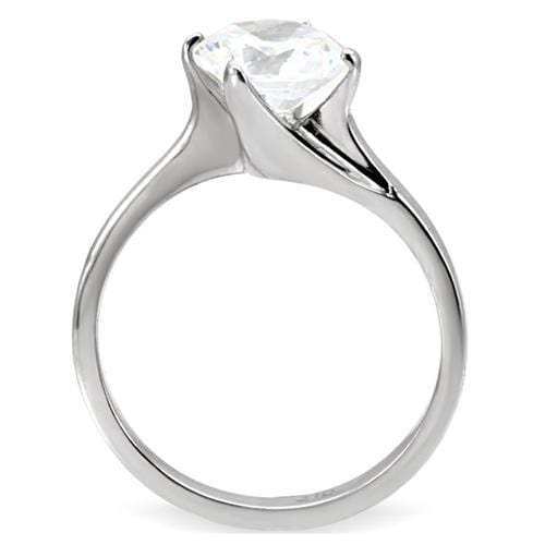 TK104 - High polished (no plating) Stainless Steel Ring with AAA Grade CZ in Clear - Alamode - Flyclothing LLC