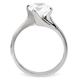 TK104 - High polished (no plating) Stainless Steel Ring with AAA Grade CZ in Clear - Alamode - Flyclothing LLC