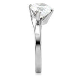 TK104 - High polished (no plating) Stainless Steel Ring with AAA Grade CZ in Clear - Alamode - Flyclothing LLC