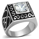 TK1050 - High polished (no plating) Stainless Steel Ring with AAA Grade CZ in Clear - Alamode - Flyclothing LLC