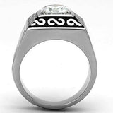 TK1050 - High polished (no plating) Stainless Steel Ring with AAA Grade CZ in Clear - Alamode - Flyclothing LLC
