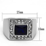 TK1051 - High polished (no plating) Stainless Steel Ring with Synthetic Synthetic Glass in Montana - Alamode - Flyclothing LLC