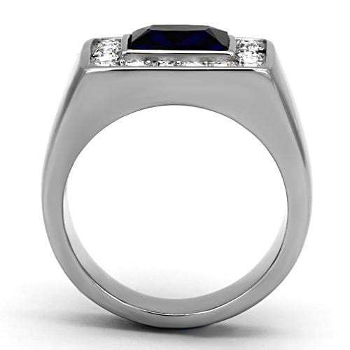 TK1051 - High polished (no plating) Stainless Steel Ring with Synthetic Synthetic Glass in Montana - Alamode - Flyclothing LLC