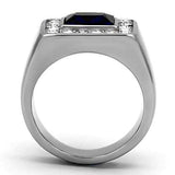 TK1051 - High polished (no plating) Stainless Steel Ring with Synthetic Synthetic Glass in Montana - Alamode - Flyclothing LLC