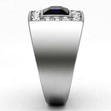 TK1051 - High polished (no plating) Stainless Steel Ring with Synthetic Synthetic Glass in Montana - Alamode - Flyclothing LLC