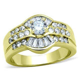 TK10528G - IP Gold(Ion Plating) Stainless Steel Ring with AAA Grade CZ in Clear - Alamode - Flyclothing LLC