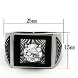 TK1053 - High polished (no plating) Stainless Steel Ring with AAA Grade CZ in Clear - Alamode - Flyclothing LLC