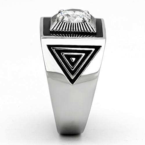 TK1053 - High polished (no plating) Stainless Steel Ring with AAA Grade CZ in Clear - Alamode - Flyclothing LLC