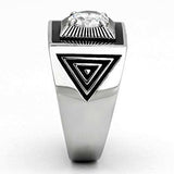 TK1053 - High polished (no plating) Stainless Steel Ring with AAA Grade CZ in Clear - Alamode - Flyclothing LLC