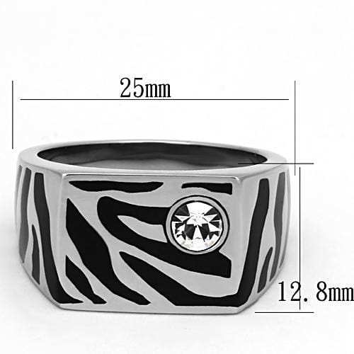 TK1054 - High polished (no plating) Stainless Steel Ring with Top Grade Crystal in Clear - Alamode - Flyclothing LLC