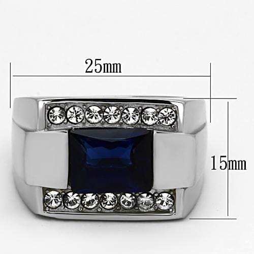 TK1058 - High polished (no plating) Stainless Steel Ring with Synthetic Synthetic Glass in Montana - Alamode - Flyclothing LLC