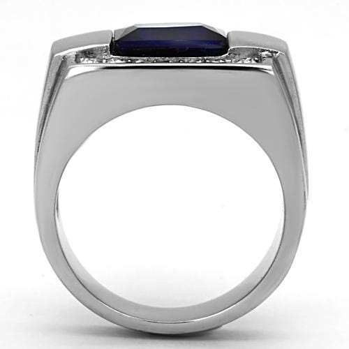 TK1058 - High polished (no plating) Stainless Steel Ring with Synthetic Synthetic Glass in Montana - Alamode - Flyclothing LLC