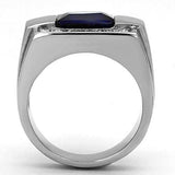 TK1058 - High polished (no plating) Stainless Steel Ring with Synthetic Synthetic Glass in Montana - Alamode - Flyclothing LLC
