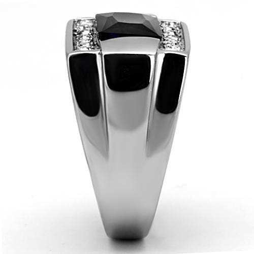 TK1058 - High polished (no plating) Stainless Steel Ring with Synthetic Synthetic Glass in Montana - Alamode - Flyclothing LLC