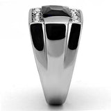 TK1058 - High polished (no plating) Stainless Steel Ring with Synthetic Synthetic Glass in Montana - Alamode - Flyclothing LLC
