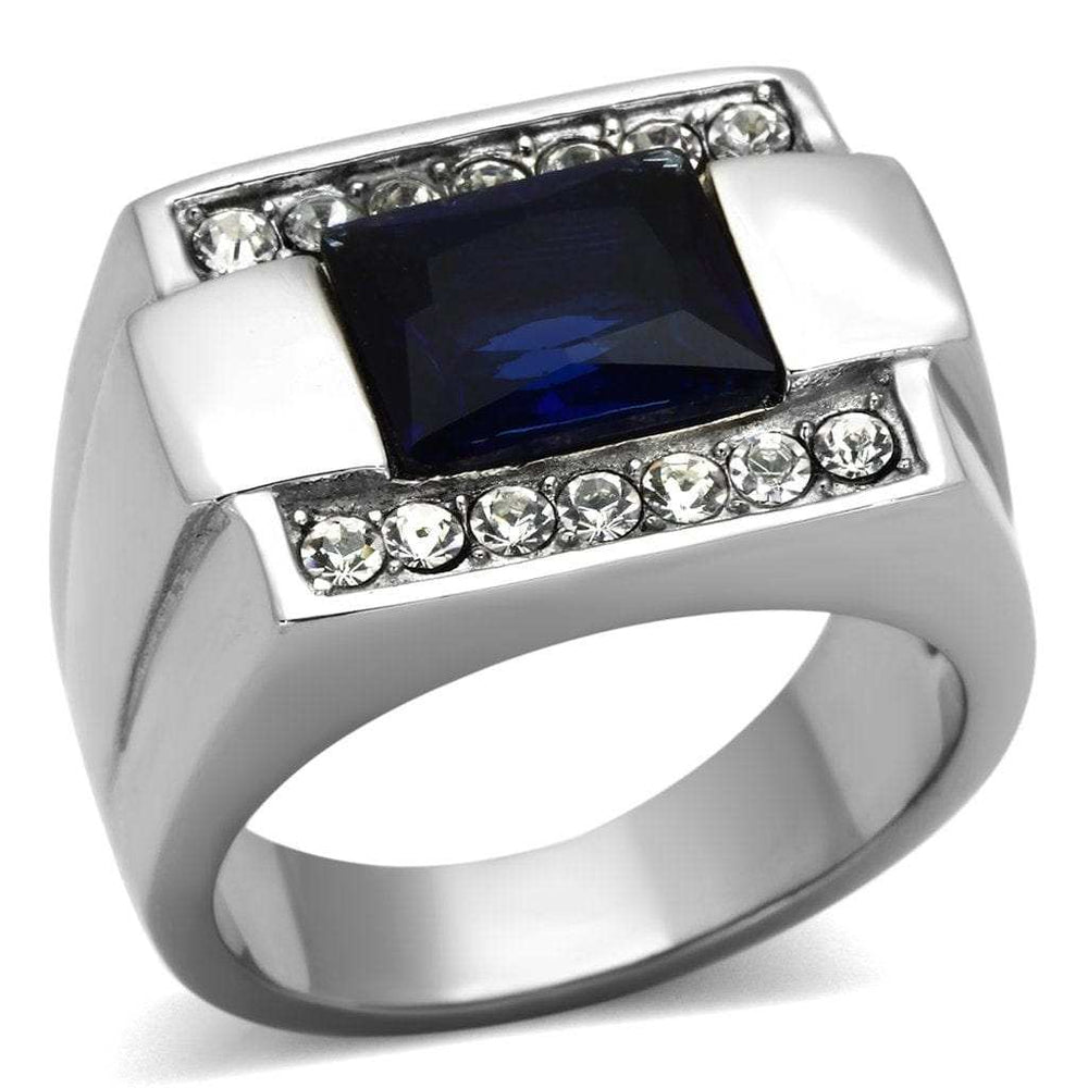 TK1058 - High polished (no plating) Stainless Steel Ring with Synthetic Synthetic Glass in Montana - Alamode - Flyclothing LLC