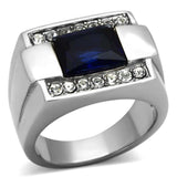 TK1058 - High polished (no plating) Stainless Steel Ring with Synthetic Synthetic Glass in Montana - Alamode - Flyclothing LLC