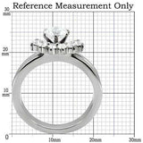 TK105 - High polished (no plating) Stainless Steel Ring with AAA Grade CZ in Clear - Alamode - Flyclothing LLC