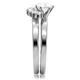 TK105 - High polished (no plating) Stainless Steel Ring with AAA Grade CZ in Clear - Alamode - Flyclothing LLC