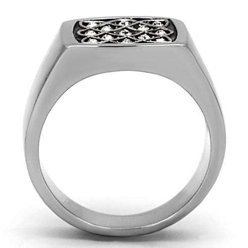 TK1060 - High polished (no plating) Stainless Steel Ring with Top Grade Crystal in Clear - Alamode - Flyclothing LLC