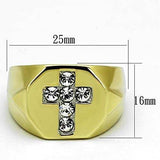 TK1062 - Two-Tone IP Gold (Ion Plating) Stainless Steel Ring with Top Grade Crystal in Clear - Alamode - Flyclothing LLC