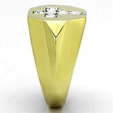 TK1062 - Two-Tone IP Gold (Ion Plating) Stainless Steel Ring with Top Grade Crystal in Clear - Alamode - Flyclothing LLC