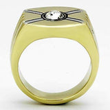 TK1064 - Two-Tone IP Gold (Ion Plating) Stainless Steel Ring with Top Grade Crystal in Clear - Alamode - Flyclothing LLC