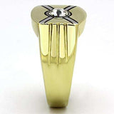 TK1064 - Two-Tone IP Gold (Ion Plating) Stainless Steel Ring with Top Grade Crystal in Clear - Alamode - Flyclothing LLC