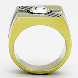 TK1065 - Two-Tone IP Gold (Ion Plating) Stainless Steel Ring with Top Grade Crystal in Clear - Alamode - Flyclothing LLC