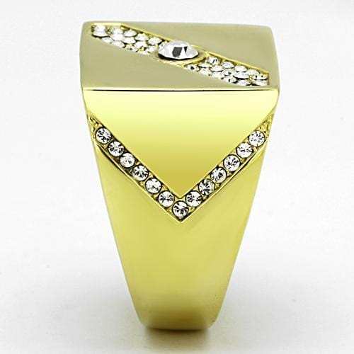 TK1066 - IP Gold(Ion Plating) Stainless Steel Ring with Top Grade Crystal in Clear - Alamode - Flyclothing LLC