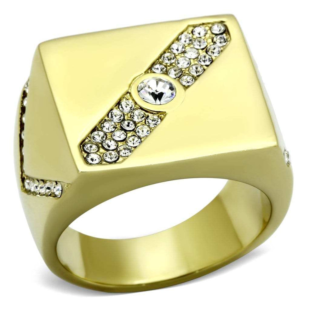 TK1066 - IP Gold(Ion Plating) Stainless Steel Ring with Top Grade Crystal in Clear - Alamode - Flyclothing LLC