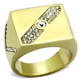 TK1066 - IP Gold(Ion Plating) Stainless Steel Ring with Top Grade Crystal in Clear - Alamode - Flyclothing LLC