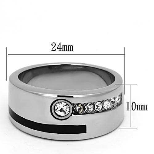 TK1067 - High polished (no plating) Stainless Steel Ring with Top Grade Crystal in Clear - Alamode - Flyclothing LLC