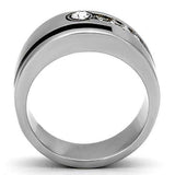 TK1067 - High polished (no plating) Stainless Steel Ring with Top Grade Crystal in Clear - Alamode - Flyclothing LLC