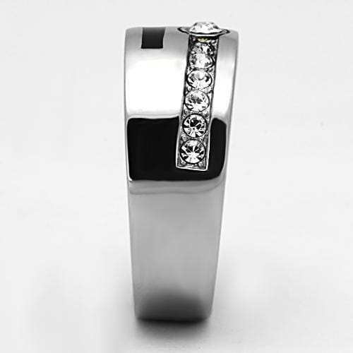TK1067 - High polished (no plating) Stainless Steel Ring with Top Grade Crystal in Clear - Alamode - Flyclothing LLC