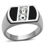 TK1068 - High polished (no plating) Stainless Steel Ring with Top Grade Crystal in Clear - Alamode - Flyclothing LLC