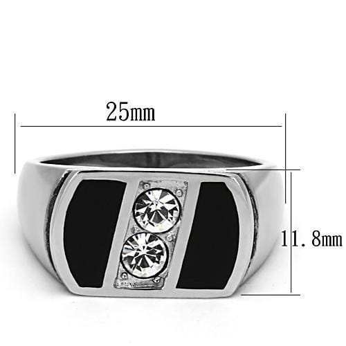 TK1068 - High polished (no plating) Stainless Steel Ring with Top Grade Crystal in Clear - Alamode - Flyclothing LLC