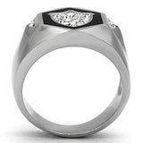 TK1069 - High polished (no plating) Stainless Steel Ring with Top Grade Crystal in Clear - Alamode - Flyclothing LLC