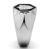 TK1069 - High polished (no plating) Stainless Steel Ring with Top Grade Crystal in Clear - Alamode - Flyclothing LLC