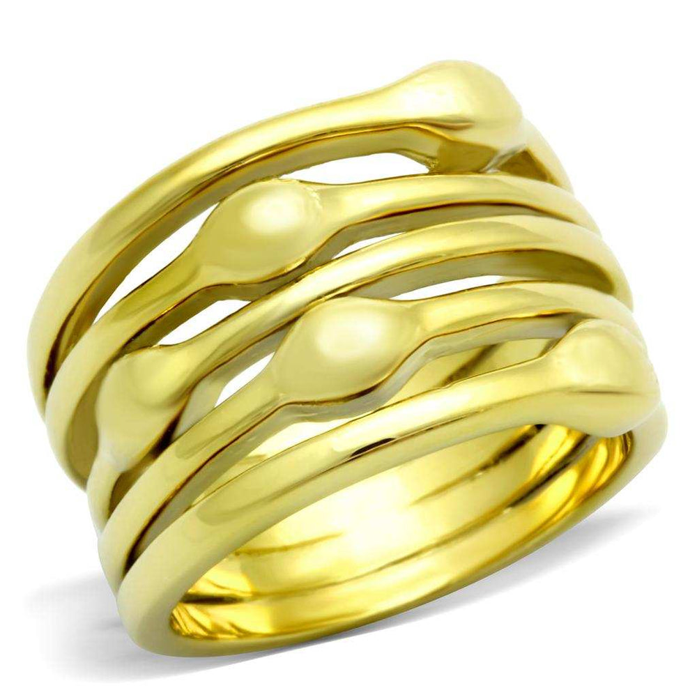 TK106G - IP Gold(Ion Plating) Stainless Steel Ring with No Stone - Alamode - Flyclothing LLC