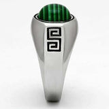 TK1070 - High polished (no plating) Stainless Steel Ring with Synthetic MALACHITE in Emerald - Alamode - Flyclothing LLC