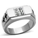 TK1071 - High polished (no plating) Stainless Steel Ring with Top Grade Crystal in Clear - Alamode - Flyclothing LLC