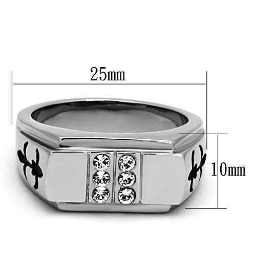 TK1071 - High polished (no plating) Stainless Steel Ring with Top Grade Crystal in Clear - Alamode - Flyclothing LLC