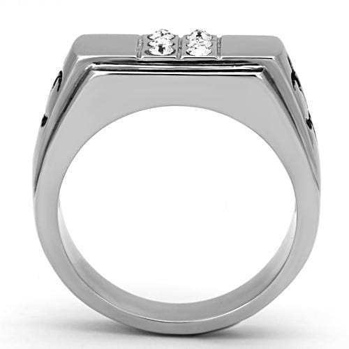 TK1071 - High polished (no plating) Stainless Steel Ring with Top Grade Crystal in Clear - Alamode - Flyclothing LLC