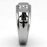 TK1071 - High polished (no plating) Stainless Steel Ring with Top Grade Crystal in Clear - Alamode - Flyclothing LLC